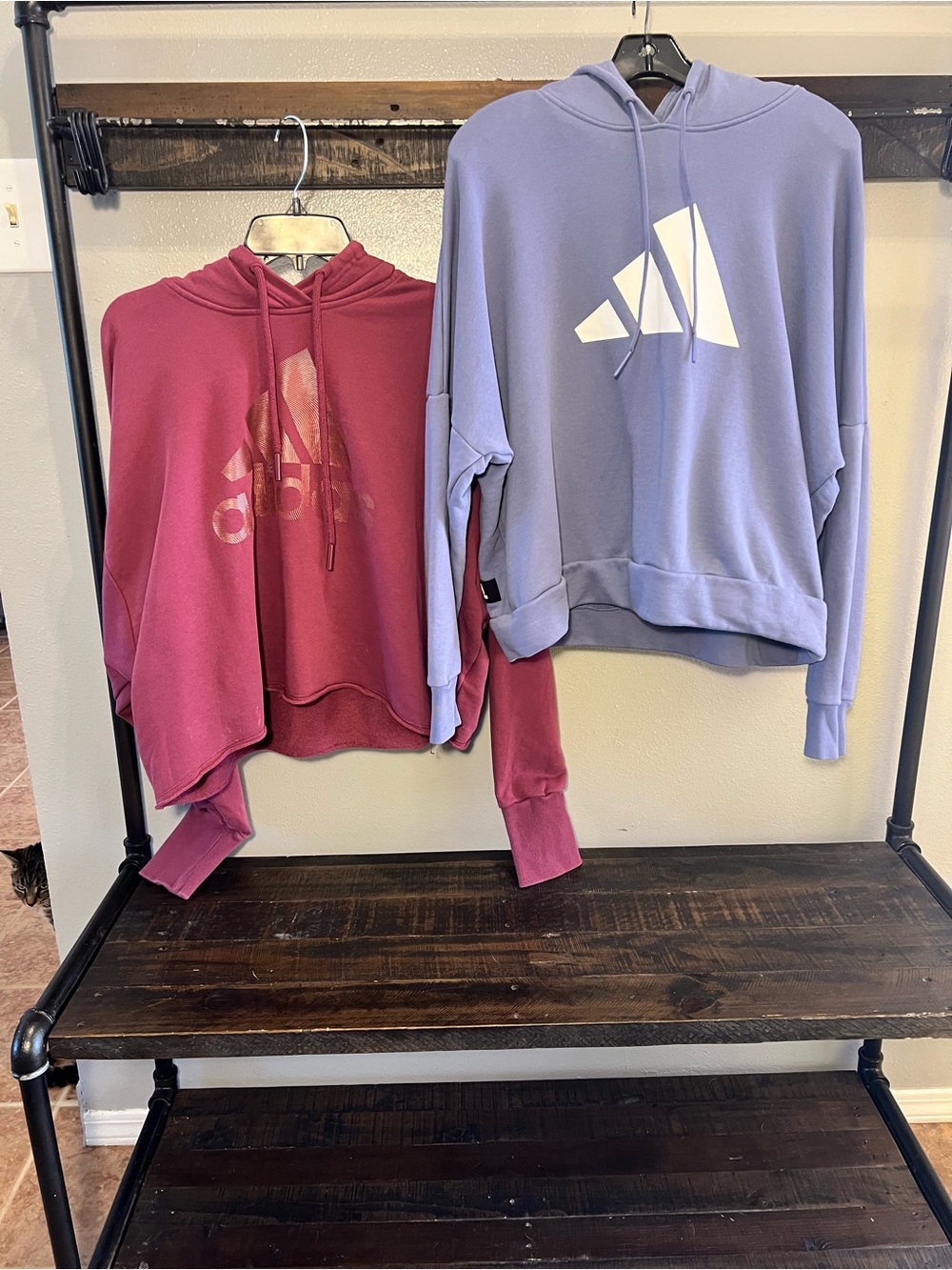 adidas Women's Hoodie Sweater - Rose Red and Lavender